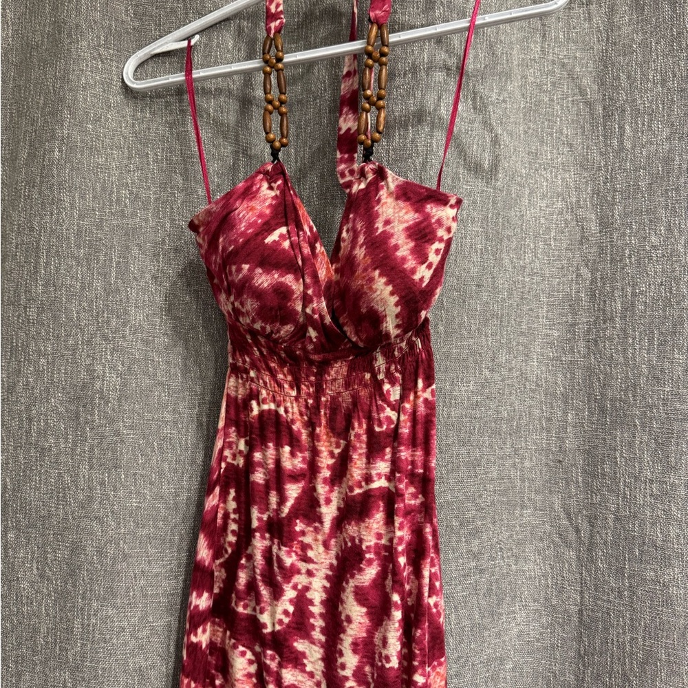 Guess Red and Cream Tie-Dye Tank Top